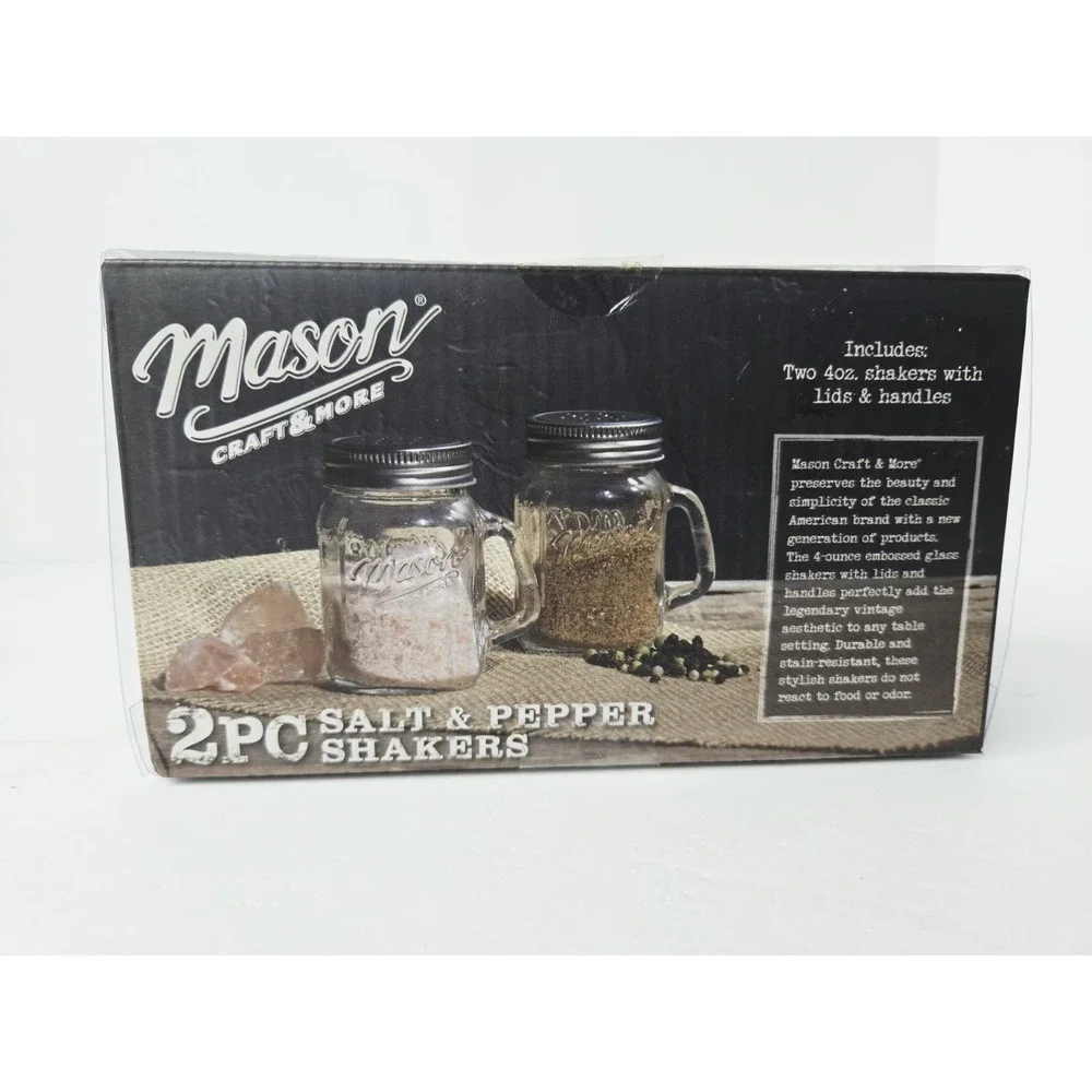 Mason‎ Craft and More Jar Salt and Pepper Shakers NEW white